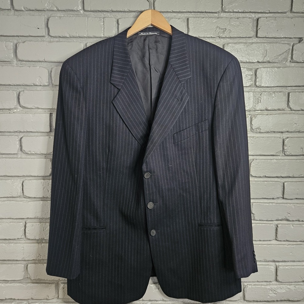 Mani Mens Blazer 48R Wool Suit Jacket Black‎ Pinstripe Giorgio Armani Sport Coat